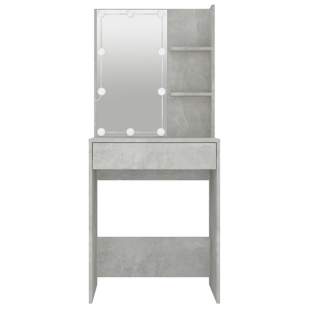vidaXL Masă de toaletă cu LED, gri beton, 60x40x140 cm vidaXL Masă de toaletă cu LED, gri beton, 60x40x140 cm