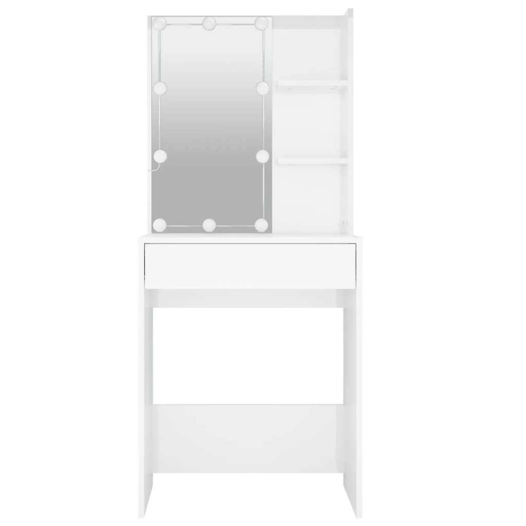 vidaXL Masă de toaletă cu LED, alb extralucios, 60x40x140 cm vidaXL Masă de toaletă cu LED, alb extralucios, 60x40x140 cm