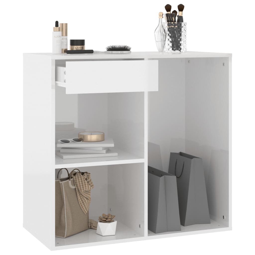 vidaXL Dulap de cosmetice alb extralucios, 80x40x75 cm, lemn prelucrat