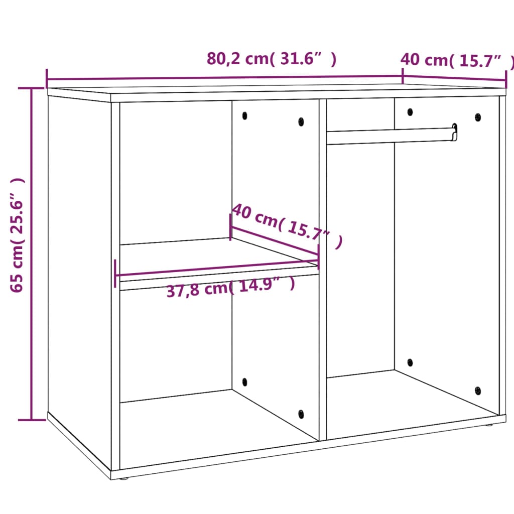 vidaXL Dulap de dressing, alb extralucios, 80x40x65 cm, lemn compozit