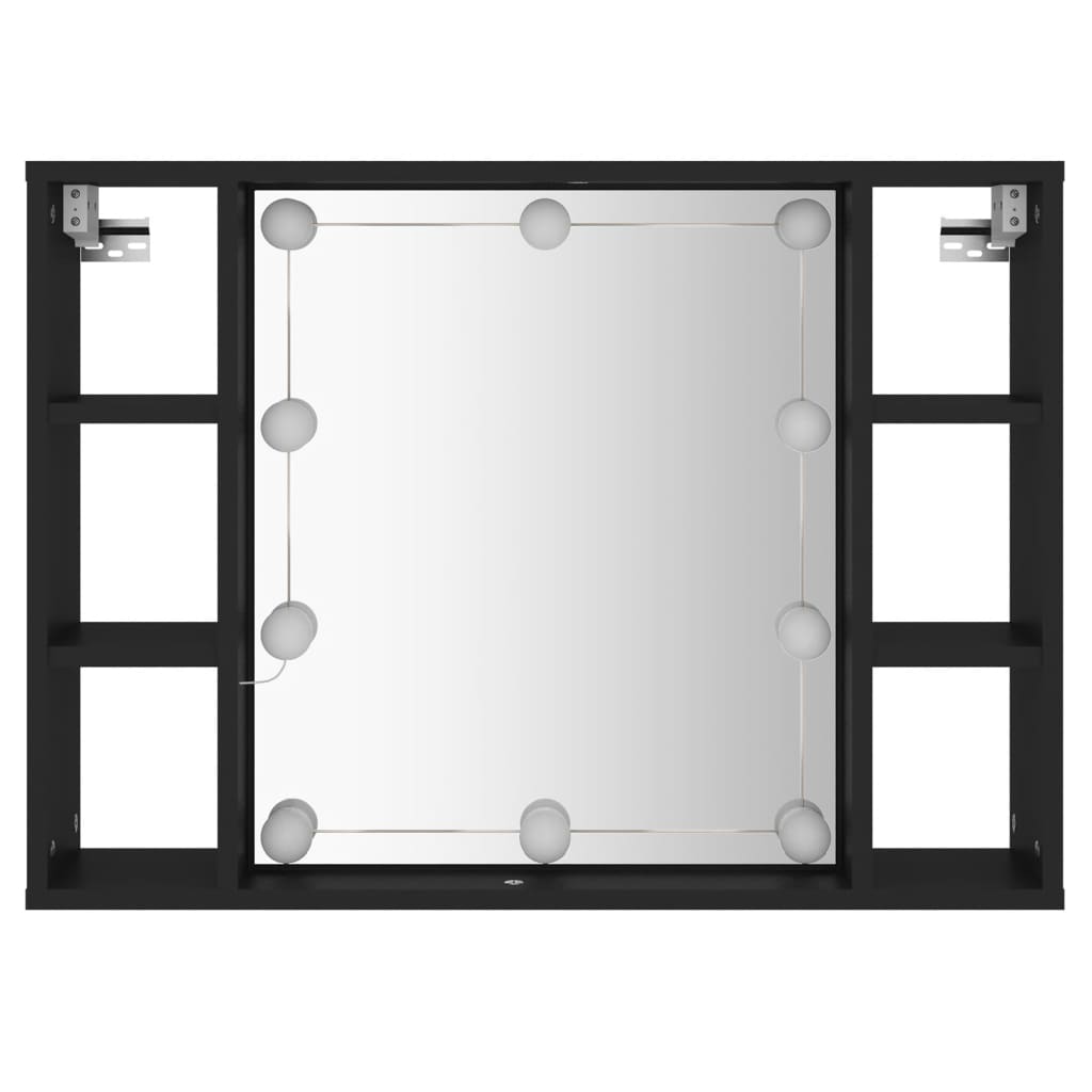 vidaXL Dulap cu oglindă și LED, negru, 76x15x55 cm vidaXL Dulap cu oglindă și LED, negru, 76x15x55 cm