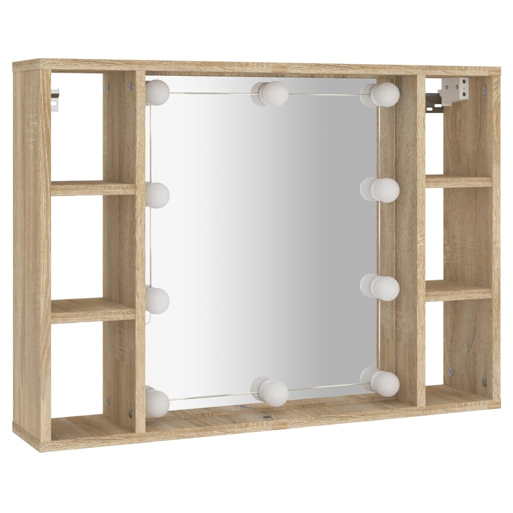 vidaXL Dulap cu oglindă și LED, stejar sonoma, 76x15x55 cm vidaXL Dulap cu oglindă și LED, stejar sonoma, 76x15x55 cm