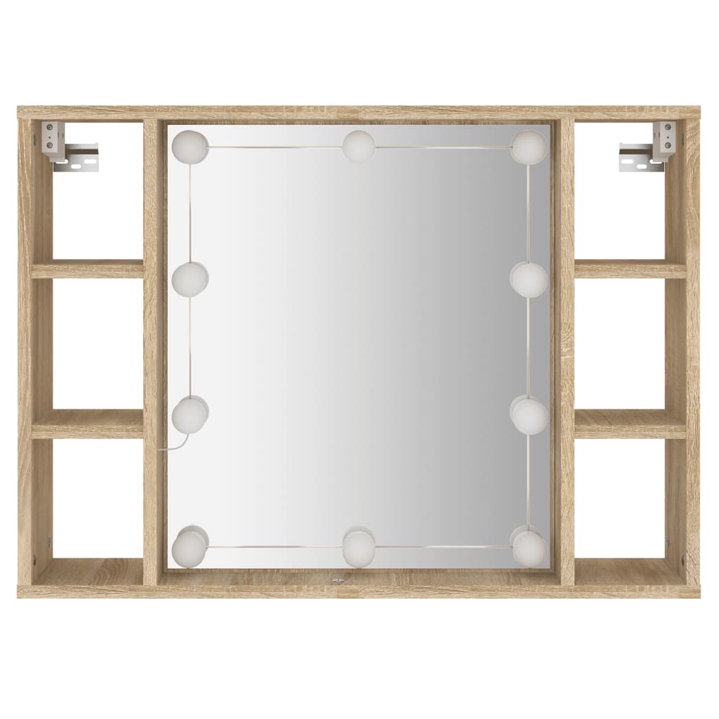 vidaXL Dulap cu oglindă și LED, stejar sonoma, 76x15x55 cm vidaXL Dulap cu oglindă și LED, stejar sonoma, 76x15x55 cm