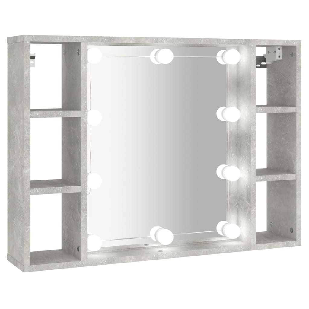 vidaXL Dulap cu oglindă și LED, gri beton, 76x15x55 cm vidaXL Dulap cu oglindă și LED, gri beton, 76x15x55 cm