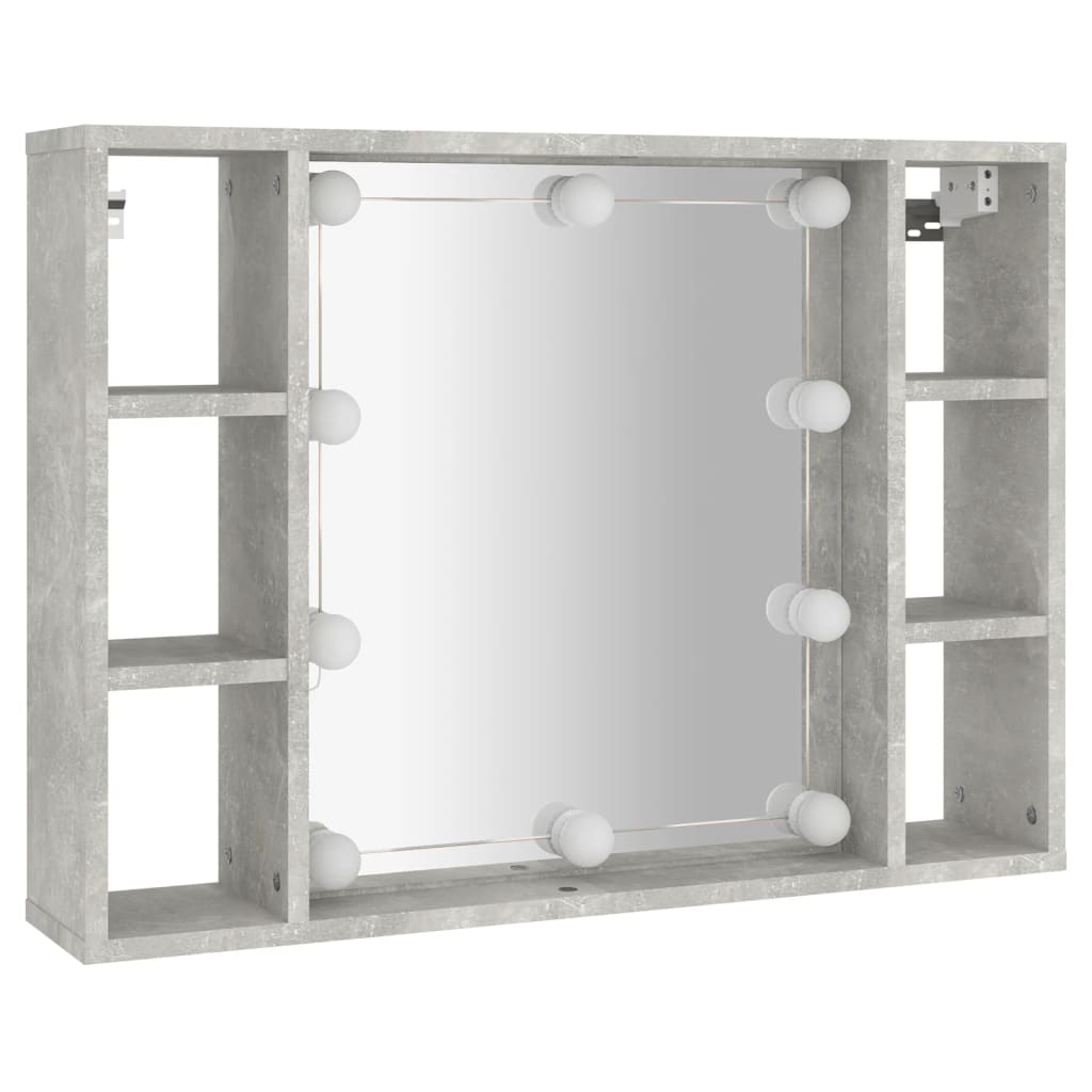 vidaXL Dulap cu oglindă și LED, gri beton, 76x15x55 cm vidaXL Dulap cu oglindă și LED, gri beton, 76x15x55 cm