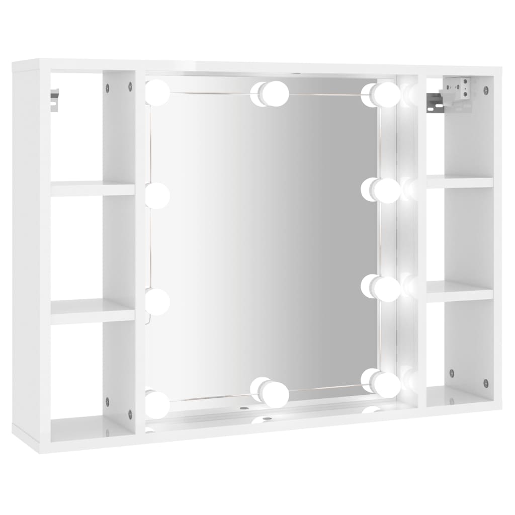 vidaXL Dulap cu oglindă și LED, alb extralucios, 76x15x55 cm vidaXL Dulap cu oglindă și LED, alb extralucios, 76x15x55 cm