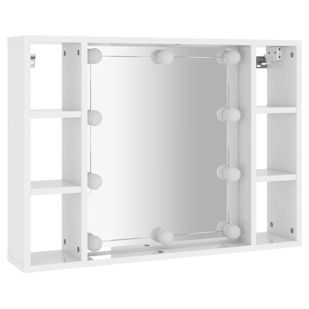 vidaXL Dulap cu oglindă și LED, alb extralucios, 76x15x55 cm vidaXL Dulap cu oglindă și LED, alb extralucios, 76x15x55 cm