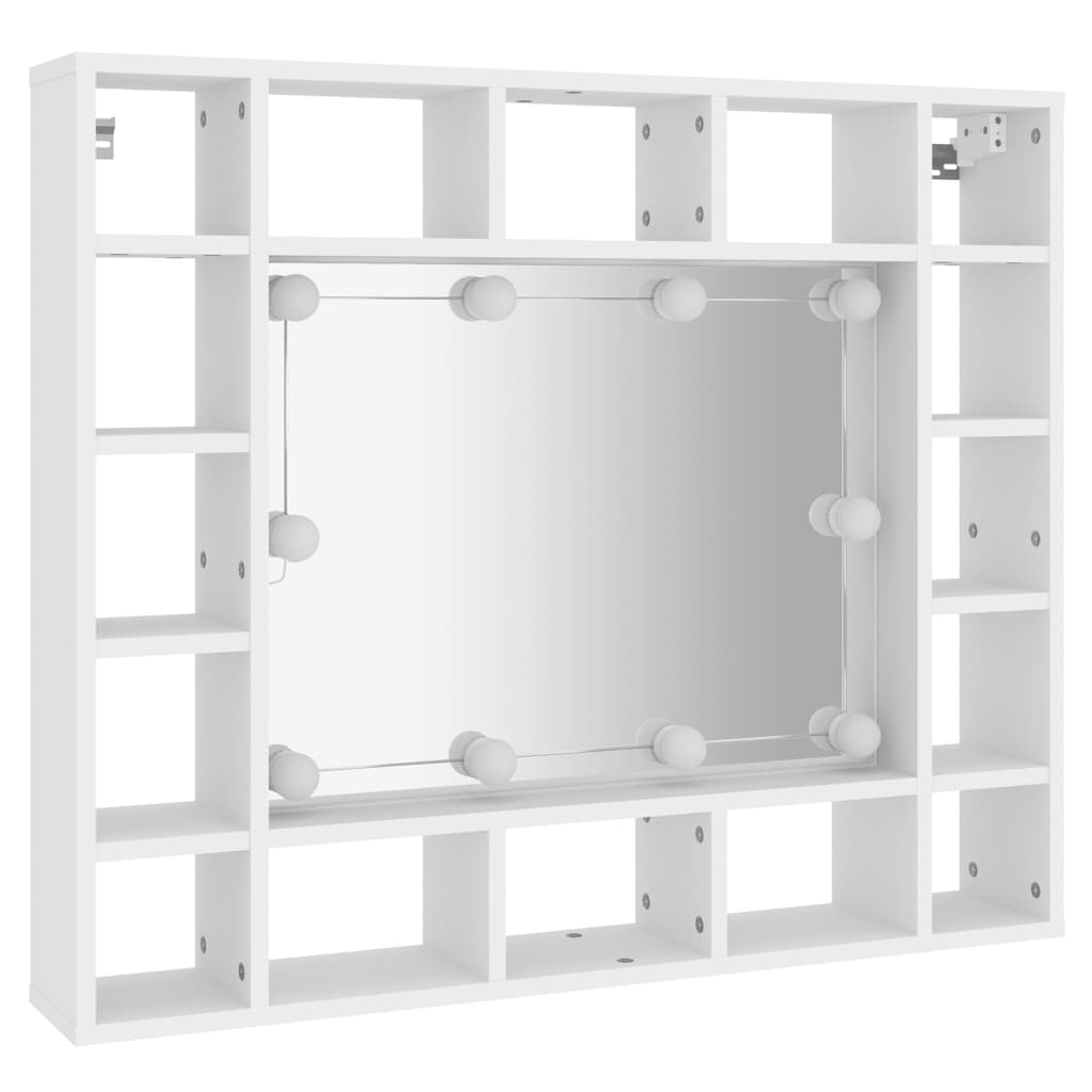 vidaXL Dulap cu oglindă și LED, alb, 91x15x76,5 cm vidaXL Dulap cu oglindă și LED, alb, 91x15x76,5 cm