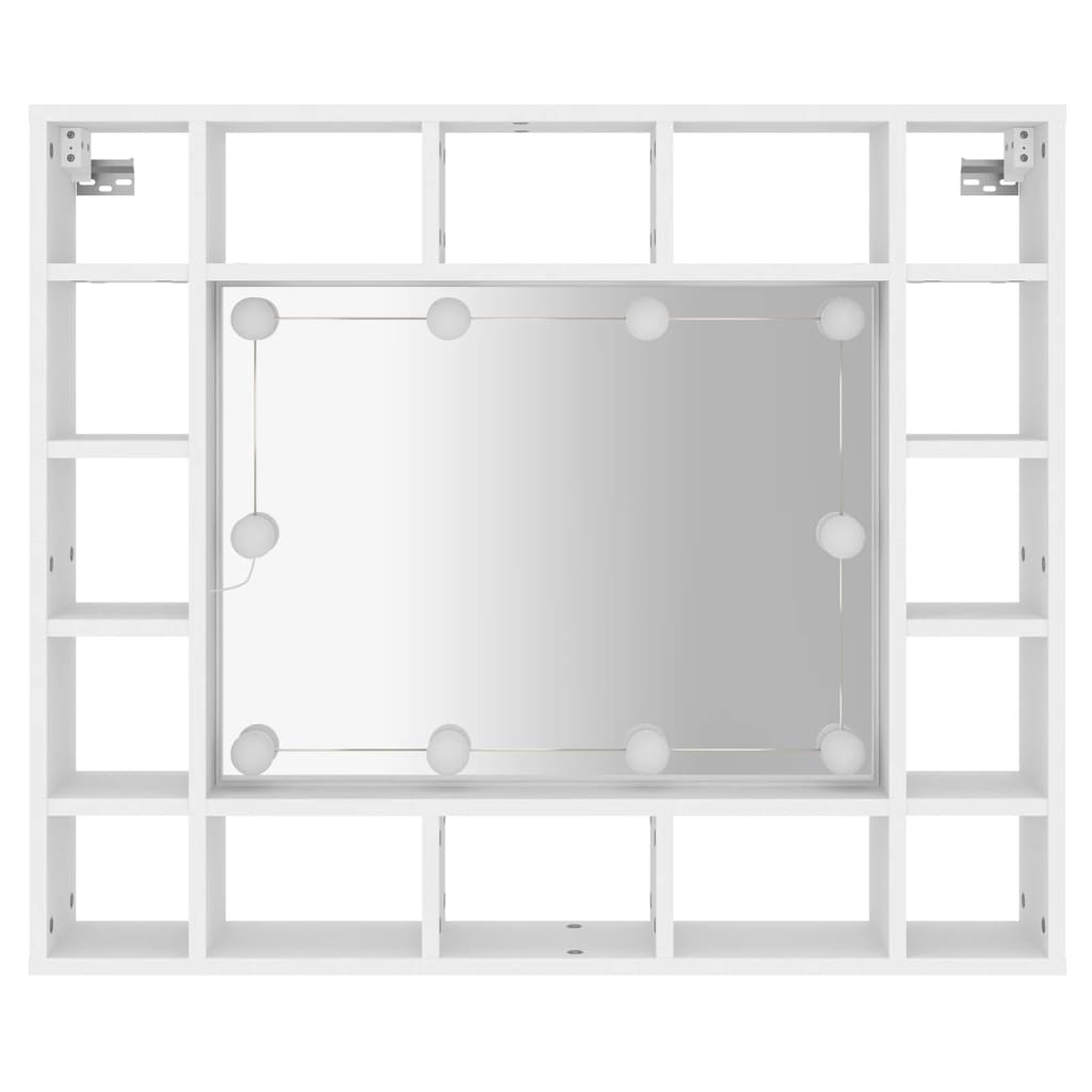 vidaXL Dulap cu oglindă și LED, alb, 91x15x76,5 cm vidaXL Dulap cu oglindă și LED, alb, 91x15x76,5 cm