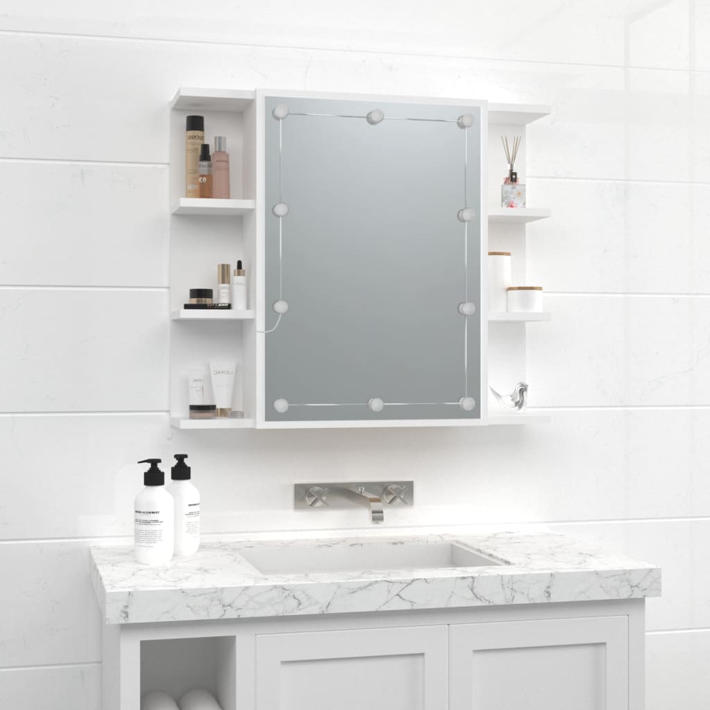 vidaXL Dulap cu oglindă și LED, alb, 70x16,5x60 cm vidaXL Dulap cu oglindă și LED, alb, 70x16,5x60 cm