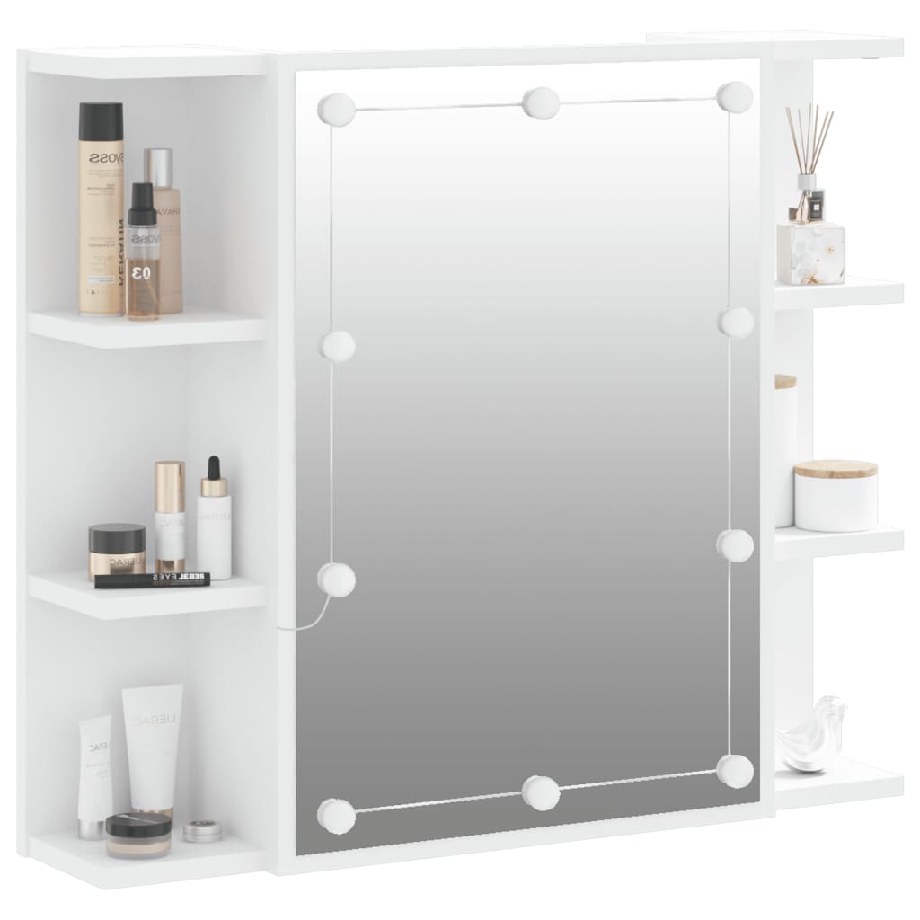 vidaXL Dulap cu oglindă și LED, alb, 70x16,5x60 cm vidaXL Dulap cu oglindă și LED, alb, 70x16,5x60 cm