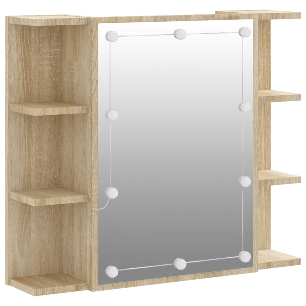 vidaXL Dulap cu oglindă și LED, stejar sonoma, 70x16,5x60 cm vidaXL Dulap cu oglindă și LED, stejar sonoma, 70x16,5x60 cm