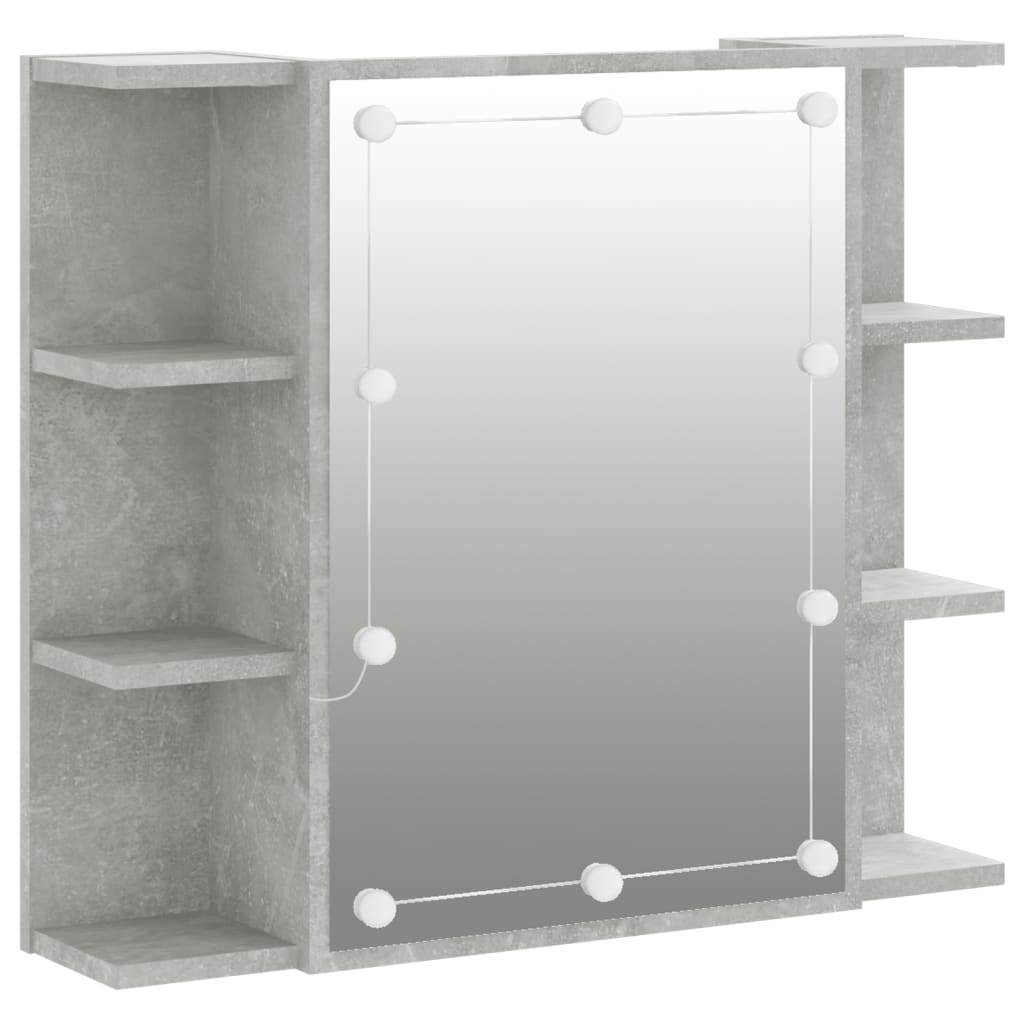 vidaXL Dulap cu oglindă și LED, gri beton, 70x16,5x60 cm vidaXL Dulap cu oglindă și LED, gri beton, 70x16,5x60 cm