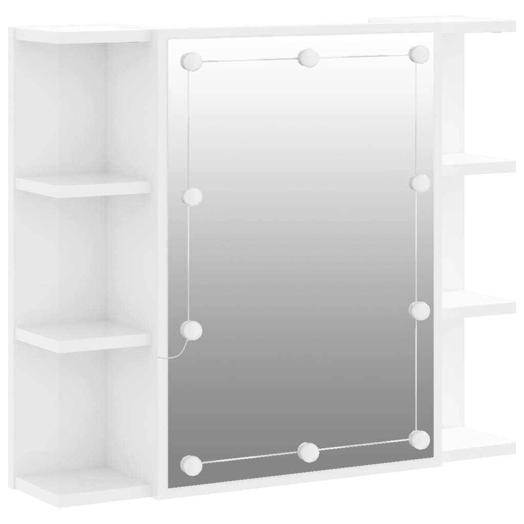 vidaXL Dulap cu oglindă și LED, alb extralucios, 70x16,5x60 cm vidaXL Dulap cu oglindă și LED, alb extralucios, 70x16,5x60 cm