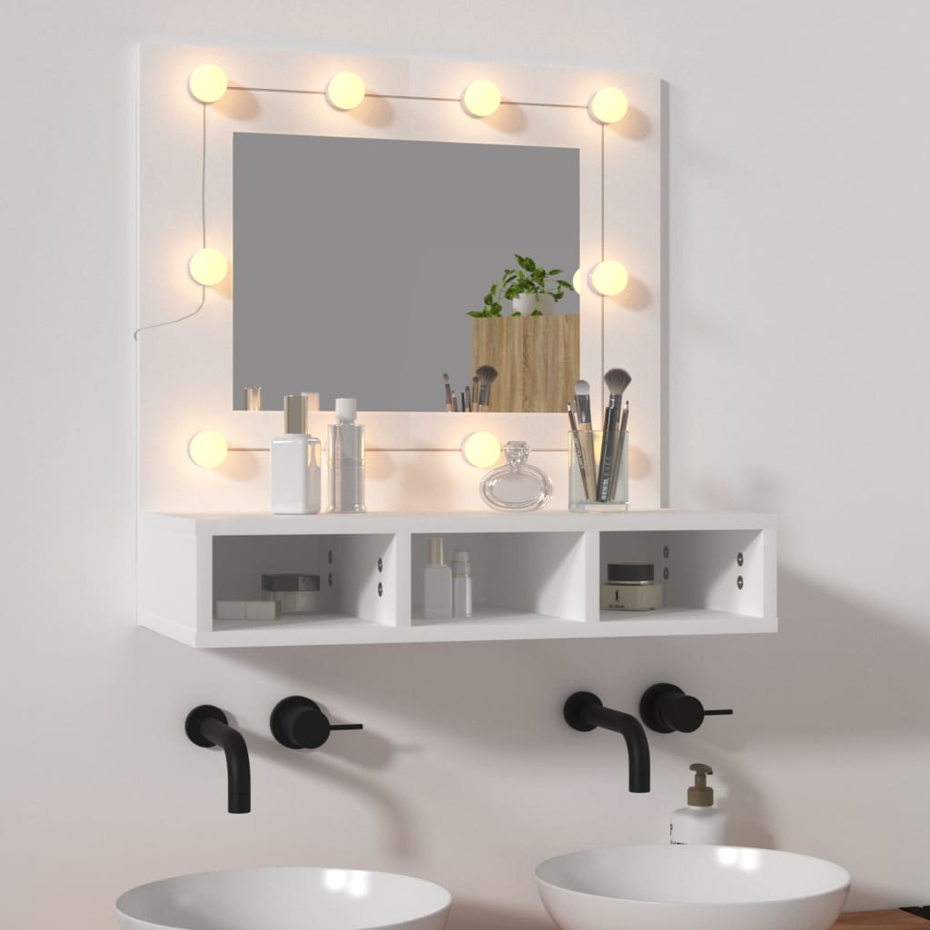 vidaXL Dulap cu oglindă și LED, alb, 60x31,5x62 cm vidaXL Dulap cu oglindă și LED, alb, 60x31,5x62 cm