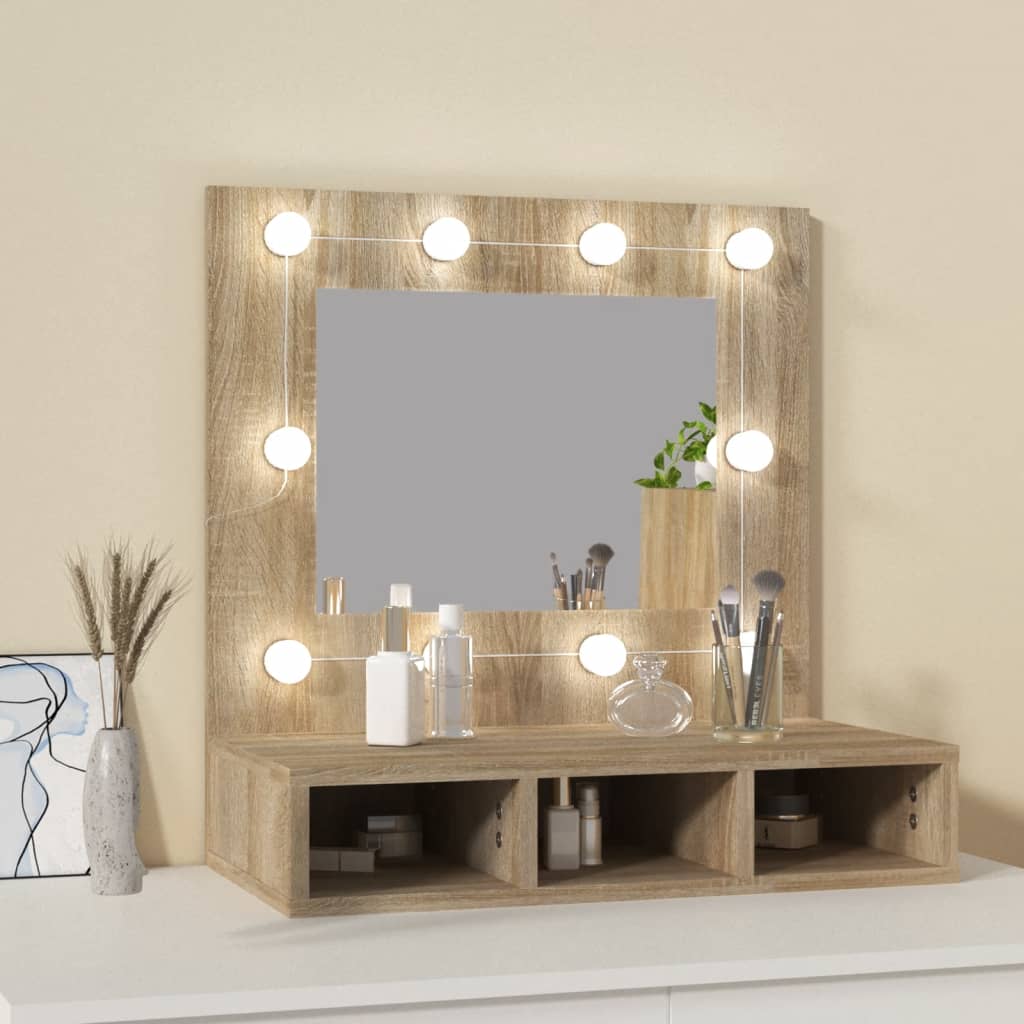 vidaXL Dulap cu oglindă și LED, stejar sonoma, 60x31,5x62 cm vidaXL Dulap cu oglindă și LED, stejar sonoma, 60x31,5x62 cm