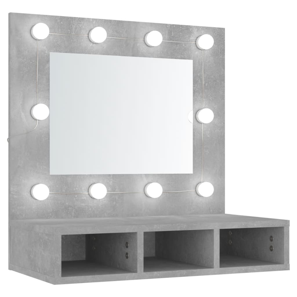 vidaXL Dulap cu oglindă și LED, gri beton, 60x31,5x62 cm vidaXL Dulap cu oglindă și LED, gri beton, 60x31,5x62 cm