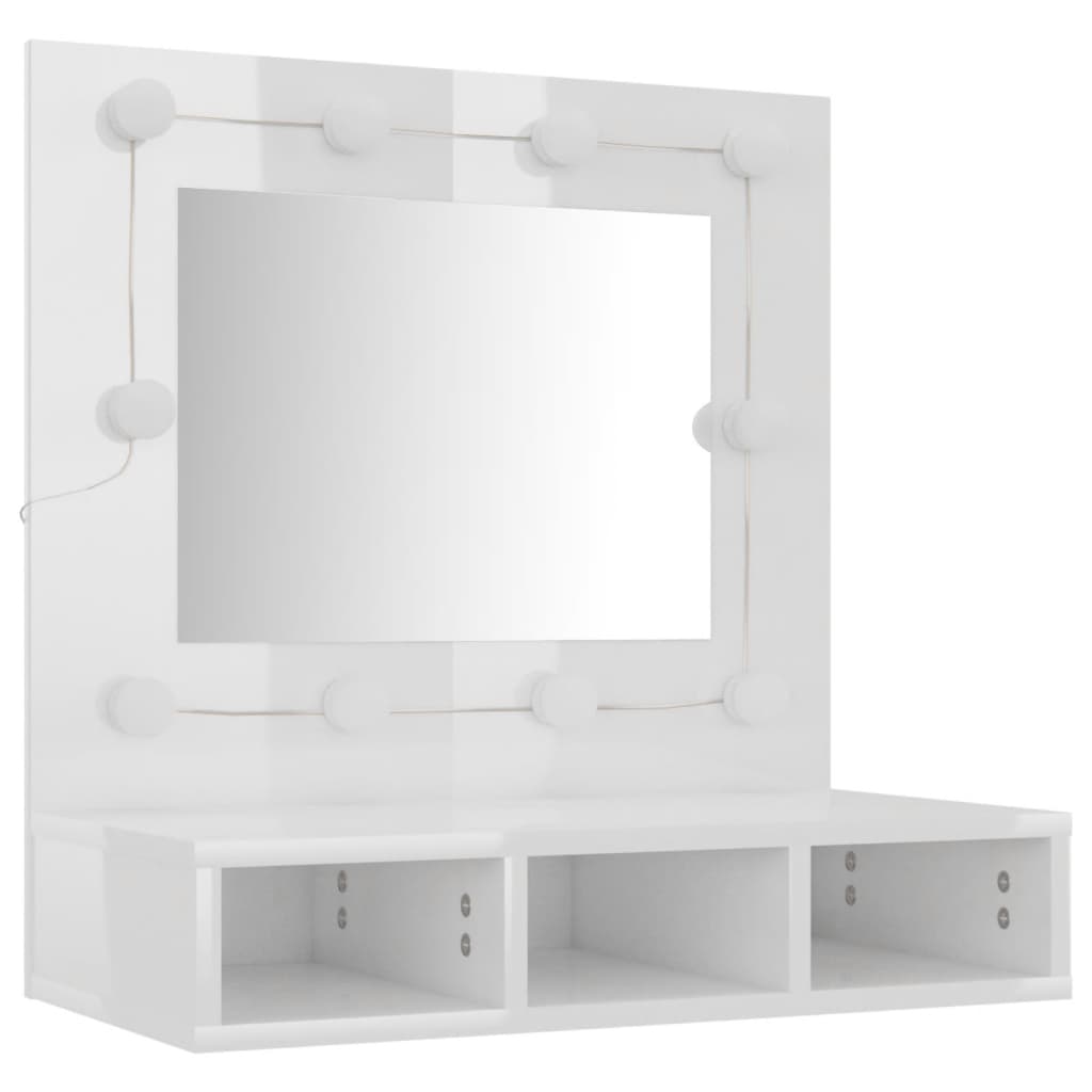 vidaXL Dulap cu oglindă și LED, alb extralucios, 60x31,5x62 cm vidaXL Dulap cu oglindă și LED, alb extralucios, 60x31,5x62 cm