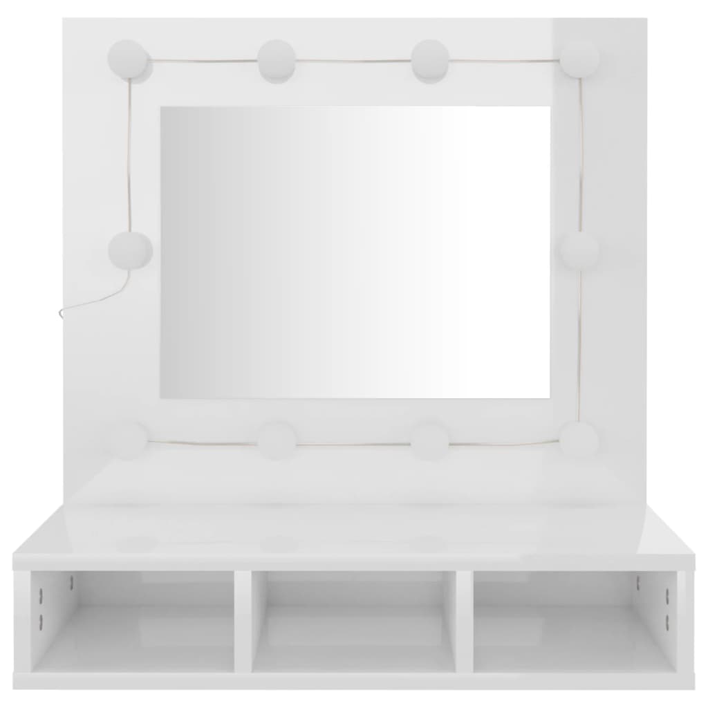 vidaXL Dulap cu oglindă și LED, alb extralucios, 60x31,5x62 cm vidaXL Dulap cu oglindă și LED, alb extralucios, 60x31,5x62 cm