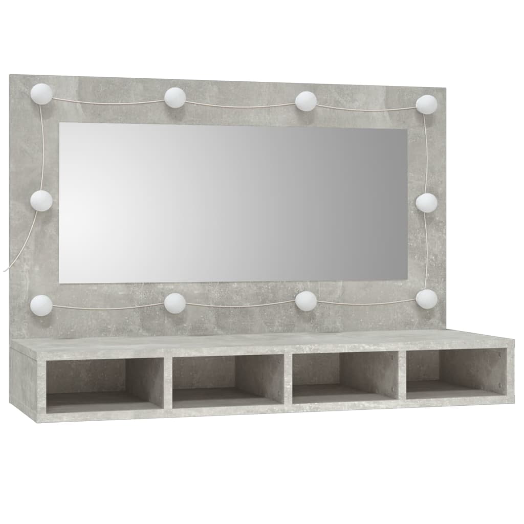 vidaXL Dulap cu oglindă și LED, gri beton, 90x31,5x62 cm vidaXL Dulap cu oglindă și LED, gri beton, 90x31,5x62 cm