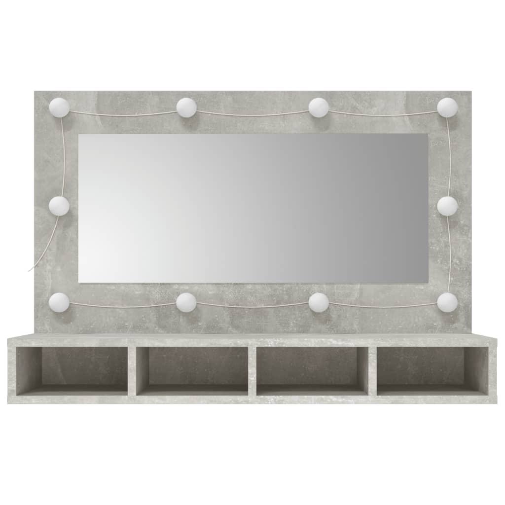 vidaXL Dulap cu oglindă și LED, gri beton, 90x31,5x62 cm vidaXL Dulap cu oglindă și LED, gri beton, 90x31,5x62 cm