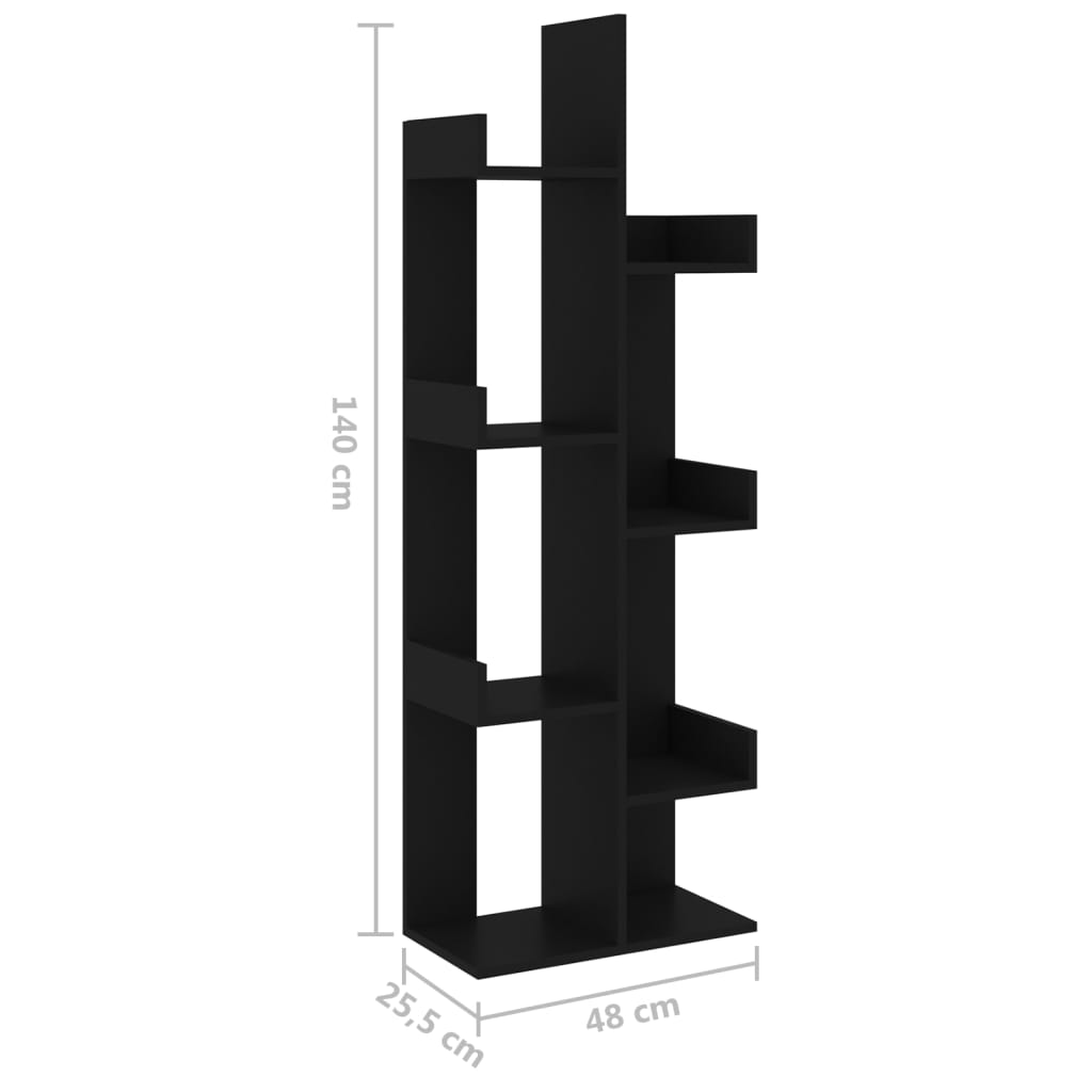 vidaXL Bibliotecă, negru, 48x25,5x140 cm, PAL vidaXL Bibliotecă, negru, 48x25,5x140 cm, PAL