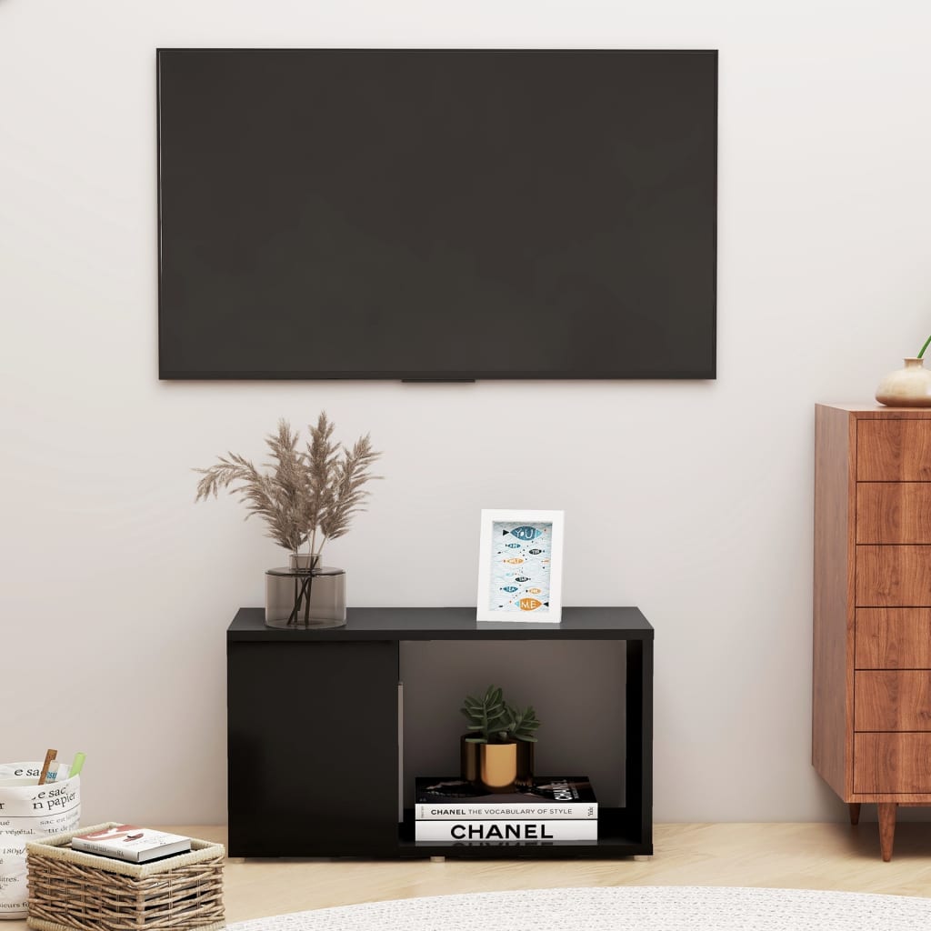 vidaXL Comodă TV, negru, 60x24x32 cm, PAL vidaXL Comodă TV, negru, 60x24x32 cm, PAL