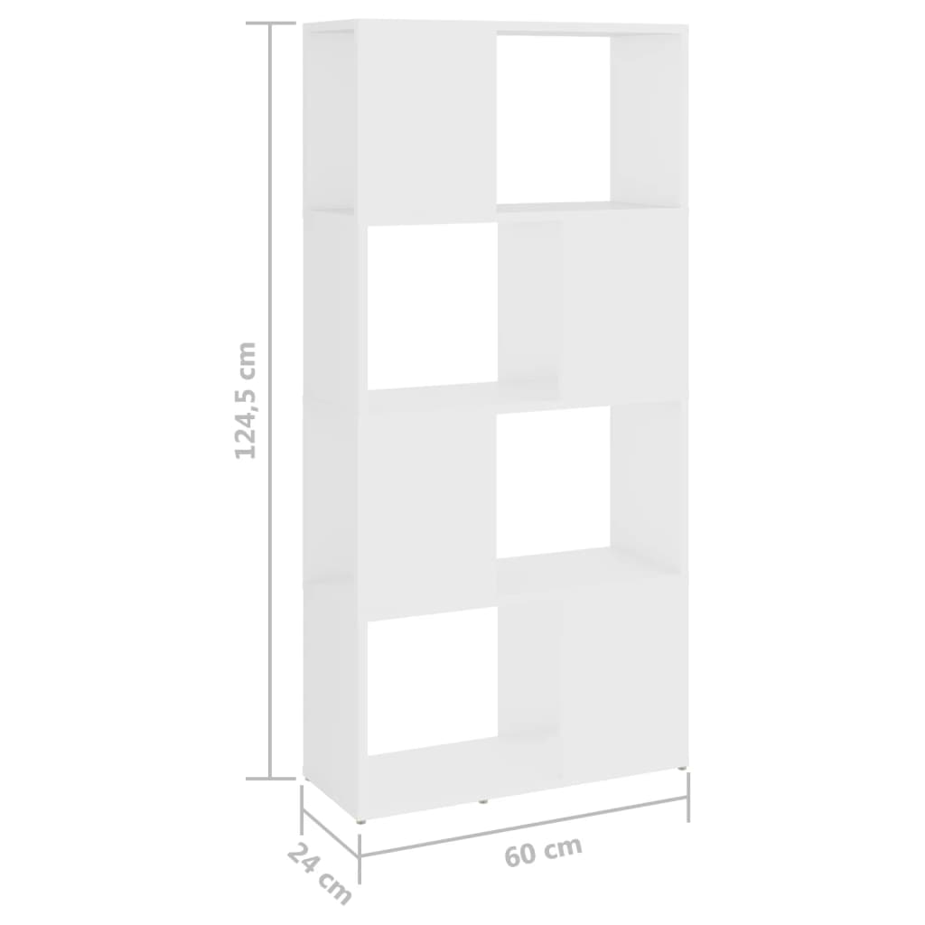 vidaXL Bibliotecă/Separator cameră, alb, 60x24x124,5 cm, PAL