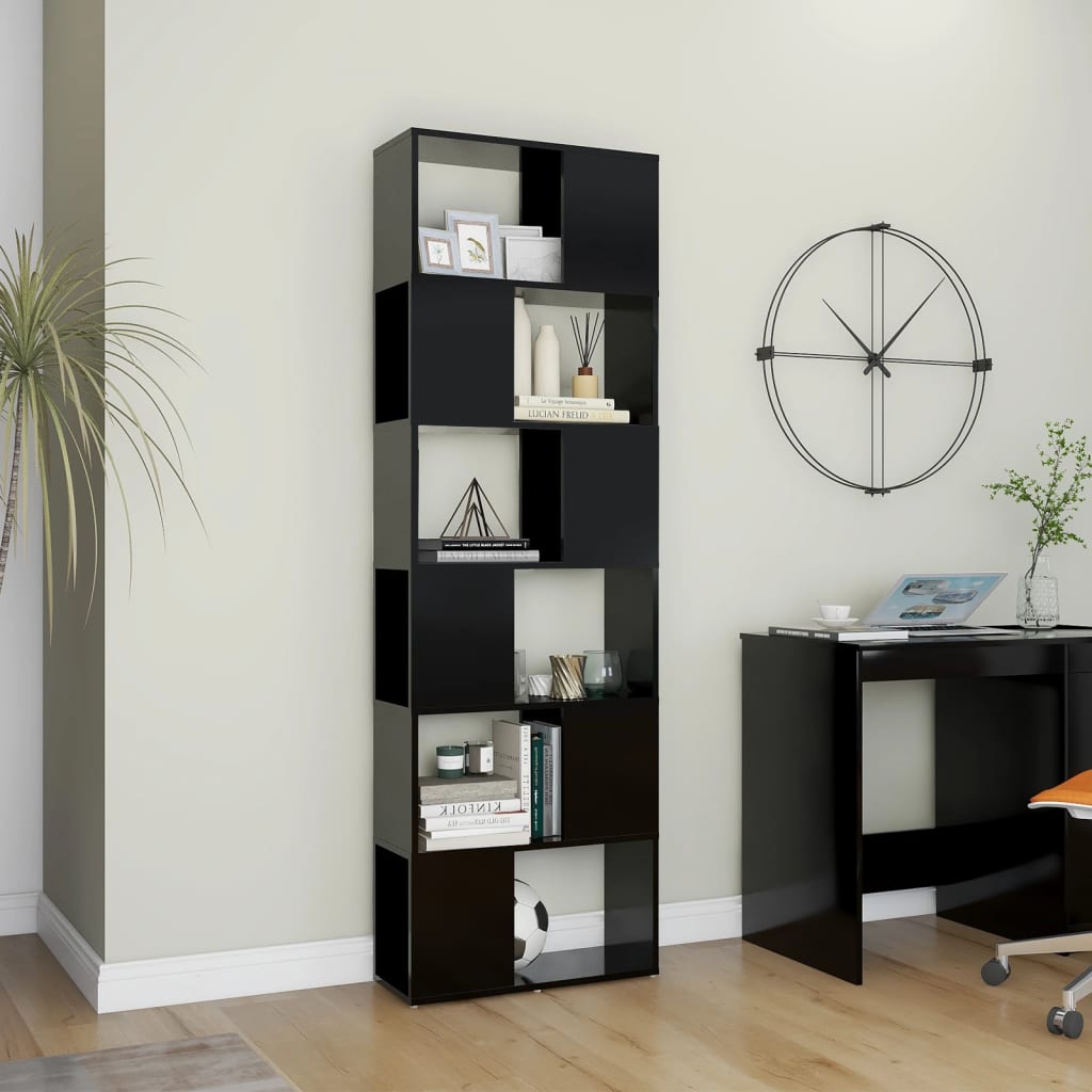 vidaXL Bibliotecă/Separator cameră, negru, 60x24x186 cm, PAL vidaXL Bibliotecă/Separator cameră, negru, 60x24x186 cm, PAL