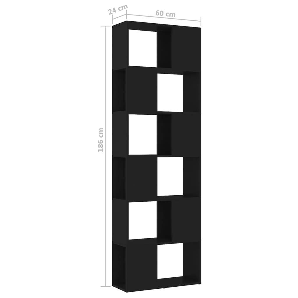vidaXL Bibliotecă/Separator cameră, negru, 60x24x186 cm, PAL vidaXL Bibliotecă/Separator cameră, negru, 60x24x186 cm, PAL