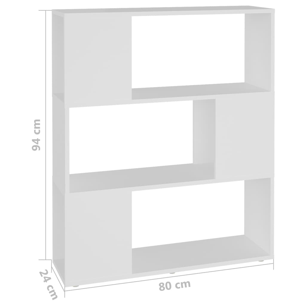 vidaXL Bibliotecă/Separator cameră, alb, 80x24x94 cm, PAL