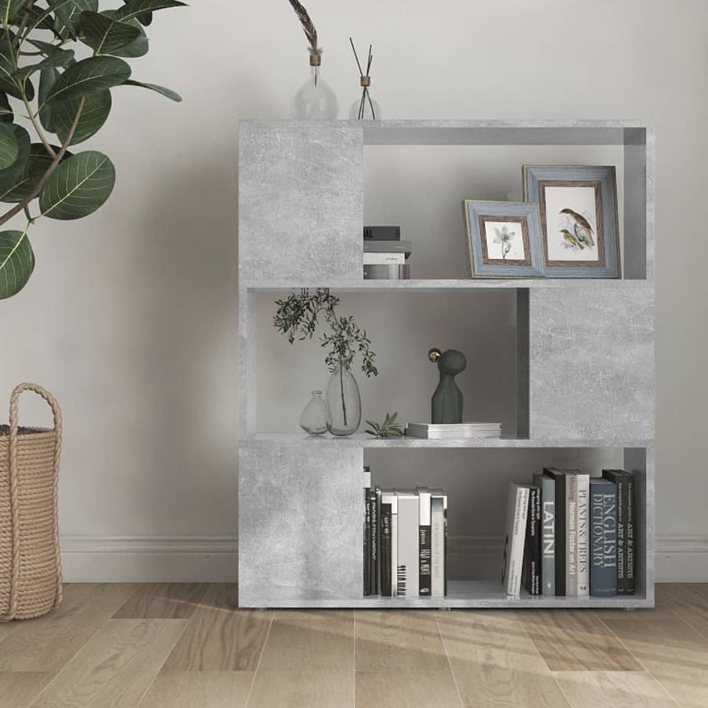 vidaXL Bibliotecă/Separator cameră, gri beton, 80x24x94 cm, PAL