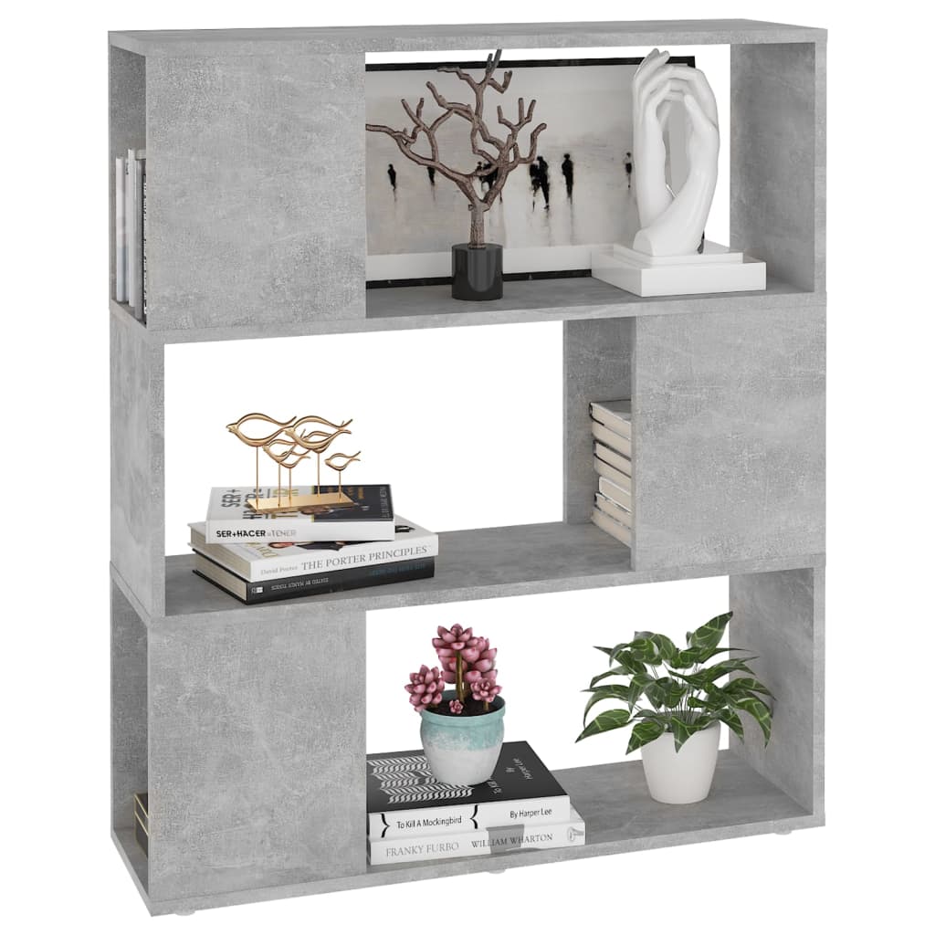 vidaXL Bibliotecă/Separator cameră, gri beton, 80x24x94 cm, PAL
