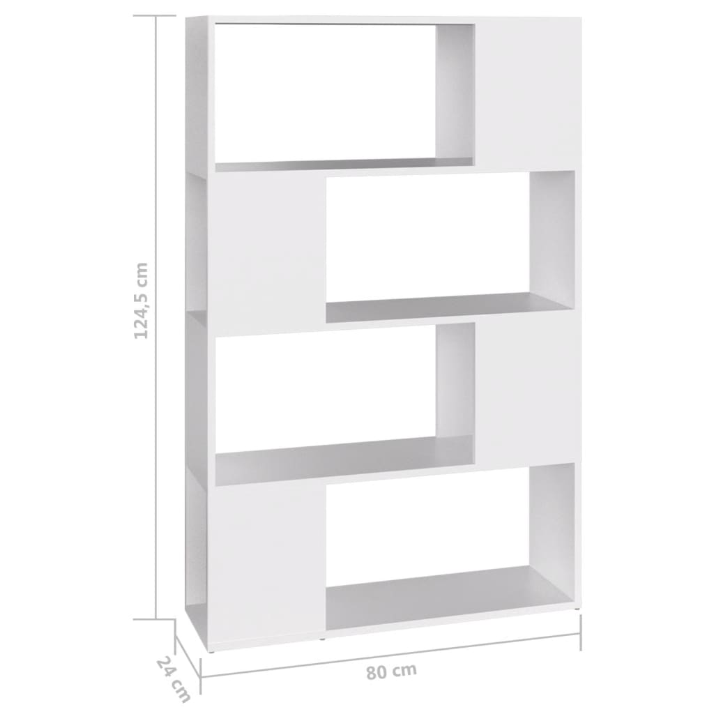 vidaXL Bibliotecă/Separator cameră, alb, 80x24x124,5 cm, PAL