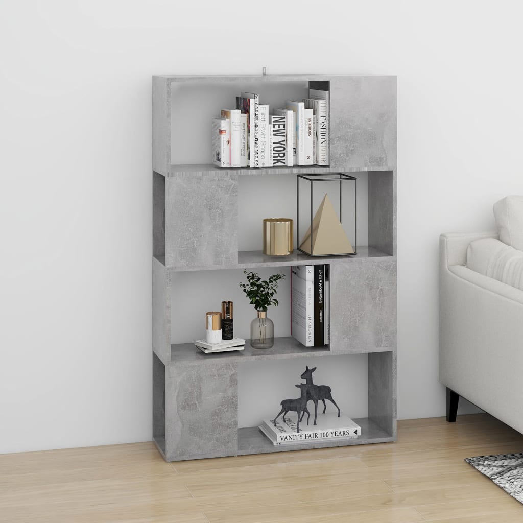 vidaXL Bibliotecă/Separator cameră, gri beton, 80x24x124,5 cm, PAL