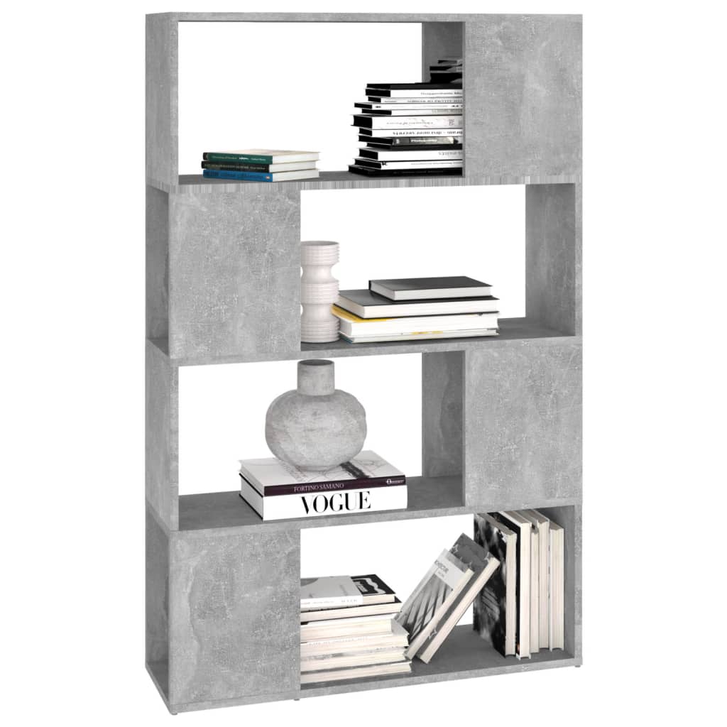 vidaXL Bibliotecă/Separator cameră, gri beton, 80x24x124,5 cm, PAL