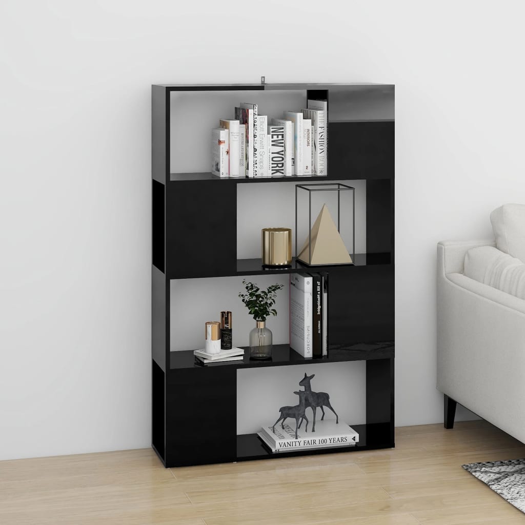 vidaXL Bibliotecă/Separator cameră, negru extralucios, 80x24x124,5 cm vidaXL Bibliotecă/Separator cameră, negru extralucios, 80x24x124,5 cm