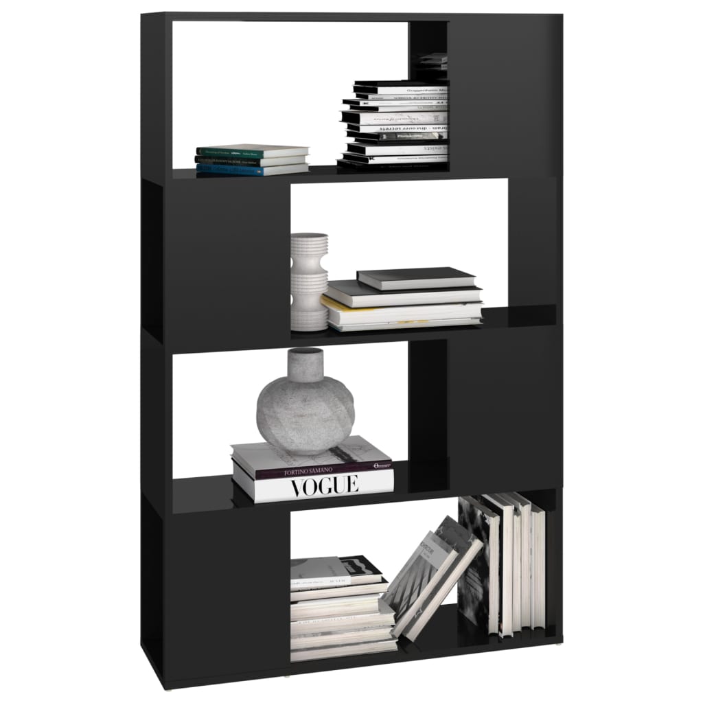 vidaXL Bibliotecă/Separator cameră, negru extralucios, 80x24x124,5 cm vidaXL Bibliotecă/Separator cameră, negru extralucios, 80x24x124,5 cm