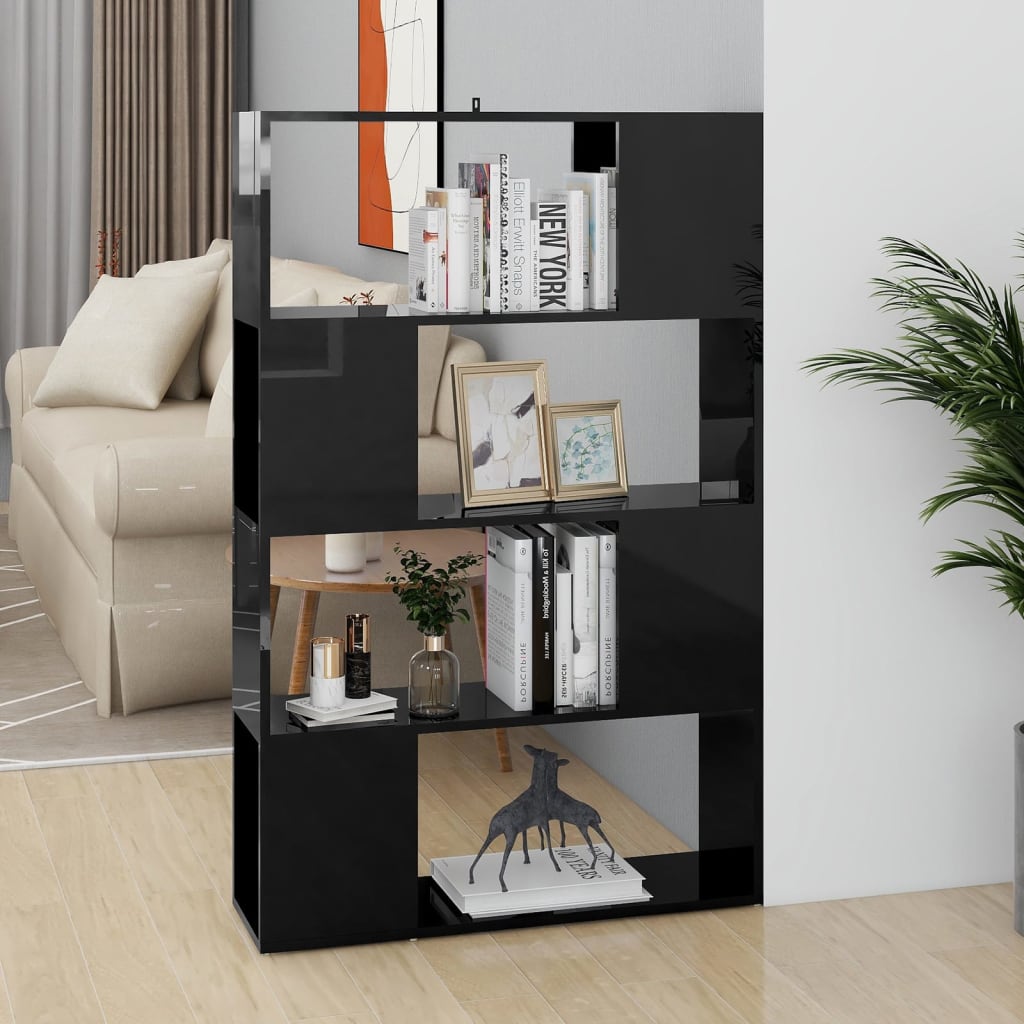 vidaXL Bibliotecă/Separator cameră, negru extralucios, 80x24x124,5 cm vidaXL Bibliotecă/Separator cameră, negru extralucios, 80x24x124,5 cm