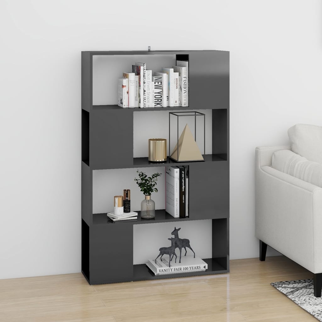 vidaXL Bibliotecă/Separator cameră, gri extralucios, 80x24x124,5 cm