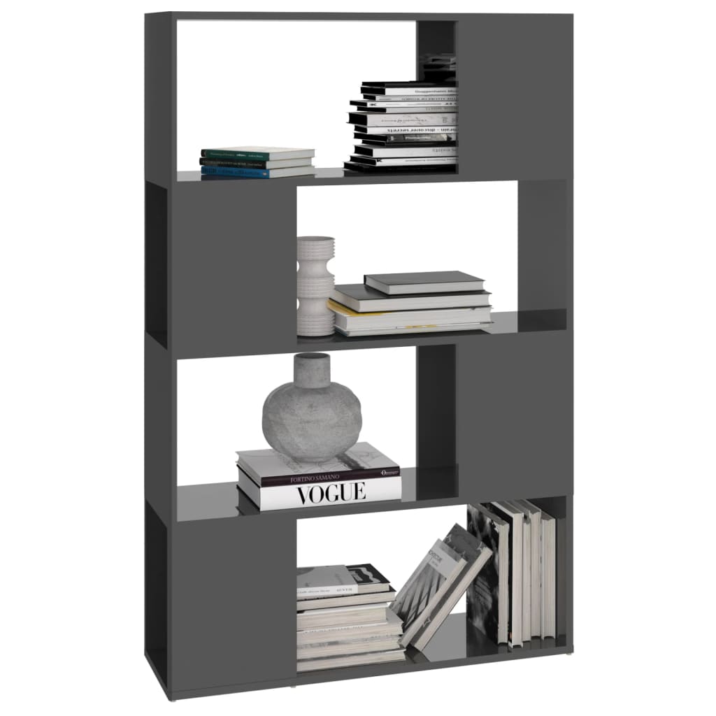 vidaXL Bibliotecă/Separator cameră, gri extralucios, 80x24x124,5 cm