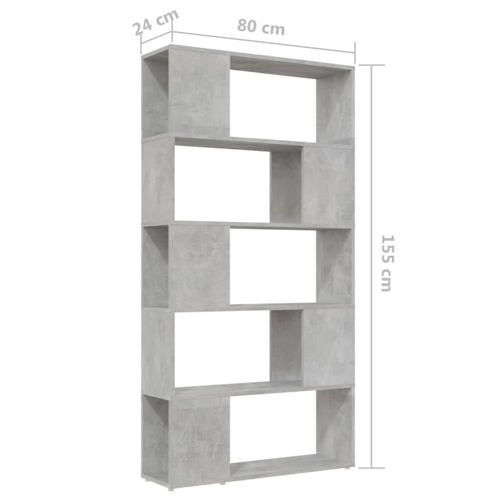 vidaXL Bibliotecă/Separator cameră, gri beton, 80x24x155 cm, PAL vidaXL Bibliotecă/Separator cameră, gri beton, 80x24x155 cm, PAL