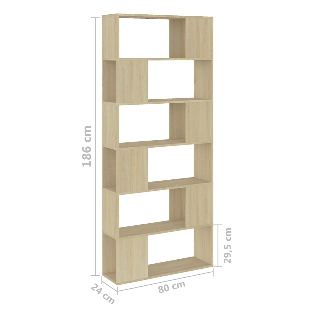 vidaXL Bibliotecă/Separator cameră, stejar sonoma, 80x24x186 cm, PAL vidaXL Bibliotecă/Separator cameră, stejar sonoma, 80x24x186 cm, PAL