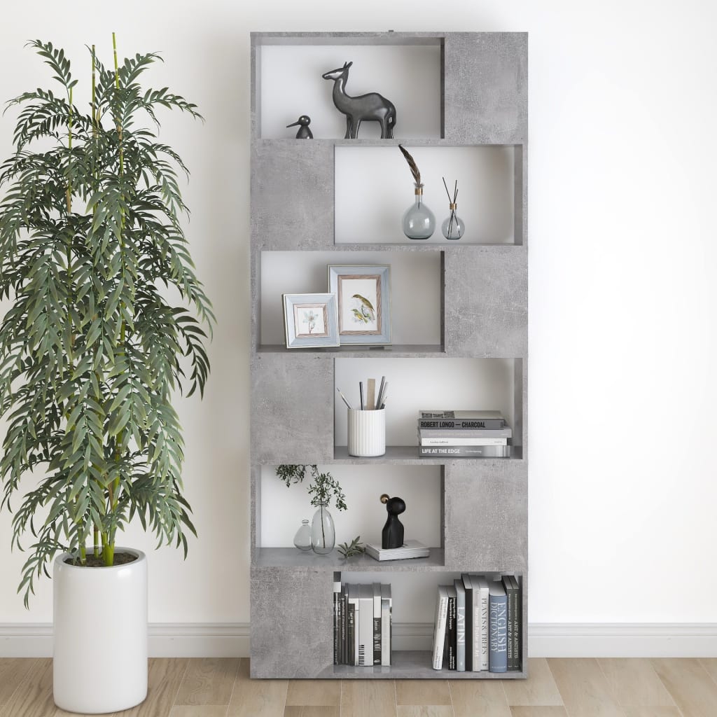 vidaXL Bibliotecă/Separator cameră, gri beton, 80x24x186 cm, PAL vidaXL Bibliotecă/Separator cameră, gri beton, 80x24x186 cm, PAL