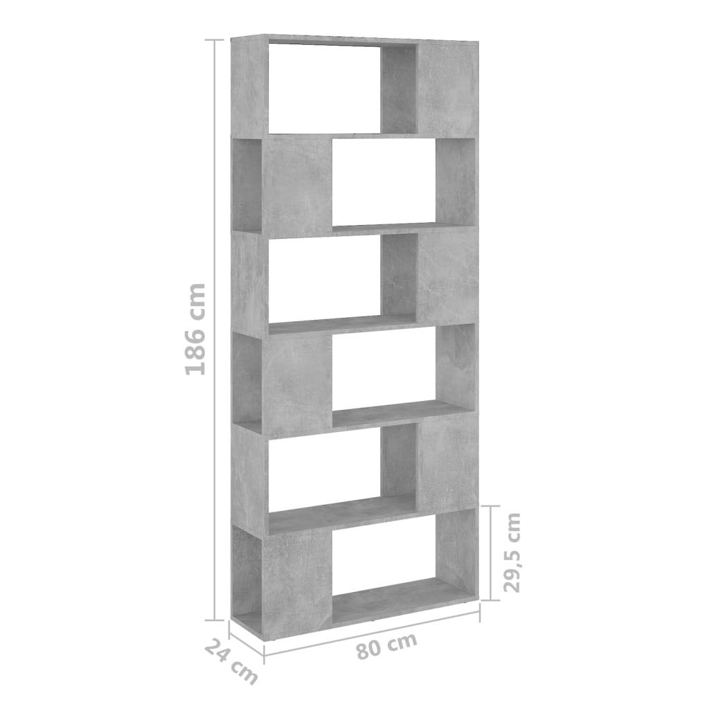 vidaXL Bibliotecă/Separator cameră, gri beton, 80x24x186 cm, PAL vidaXL Bibliotecă/Separator cameră, gri beton, 80x24x186 cm, PAL