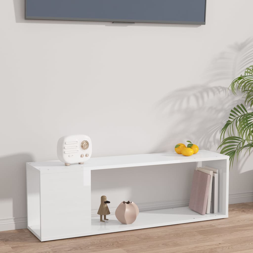 vidaXL Comodă TV, alb extralucios, 100x24x32 cm, PAL vidaXL Comodă TV, alb extralucios, 100x24x32 cm, PAL