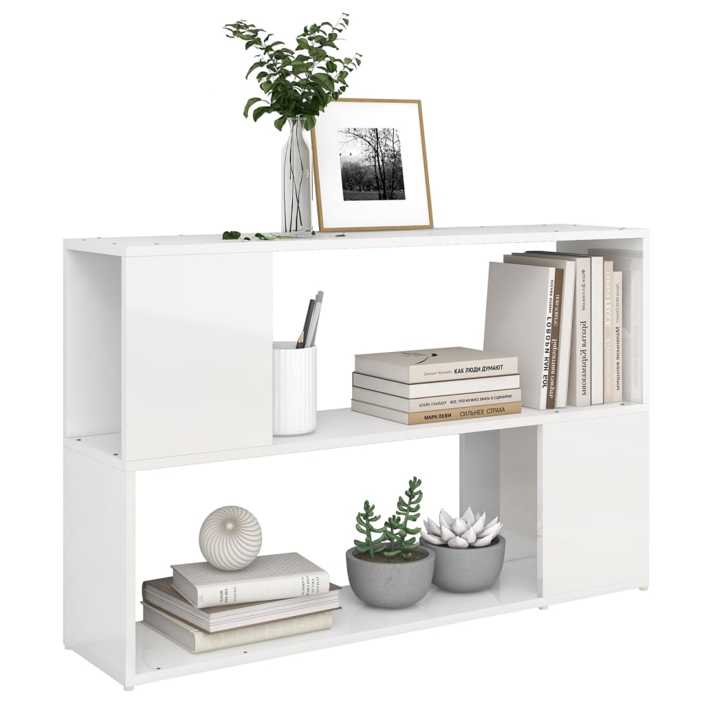 vidaXL Bibliotecă, alb extralucios, 100x24x63 cm, PAL vidaXL Bibliotecă, alb extralucios, 100x24x63 cm, PAL