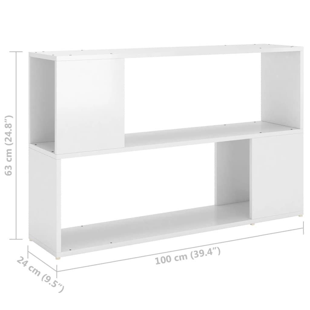 vidaXL Bibliotecă, alb extralucios, 100x24x63 cm, PAL vidaXL Bibliotecă, alb extralucios, 100x24x63 cm, PAL