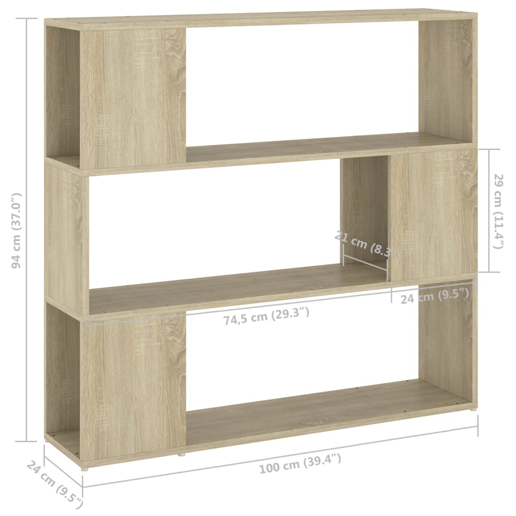 vidaXL Bibliotecă/Separator cameră, stejar sonoma, 100x24x94 cm vidaXL Bibliotecă/Separator cameră, stejar sonoma, 100x24x94 cm