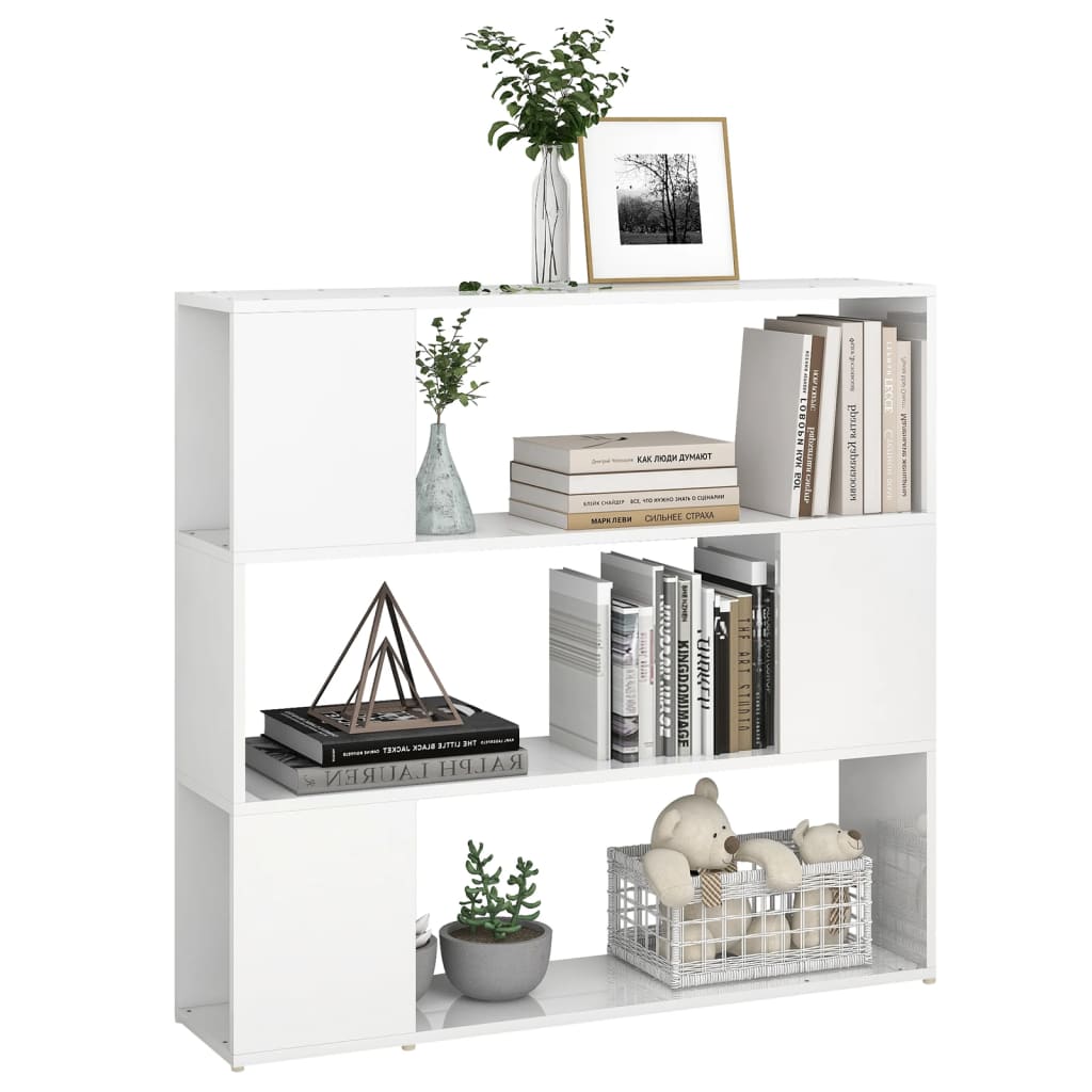 vidaXL Bibliotecă/Separator cameră, alb extralucios, 100x24x94 cm